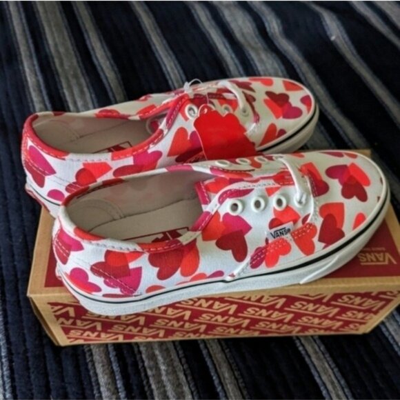 Vans Authentic Valentine Hearts Girls 3.5 Youth VNOA348A40Q Red and White 122025 - Picture 7 of 11